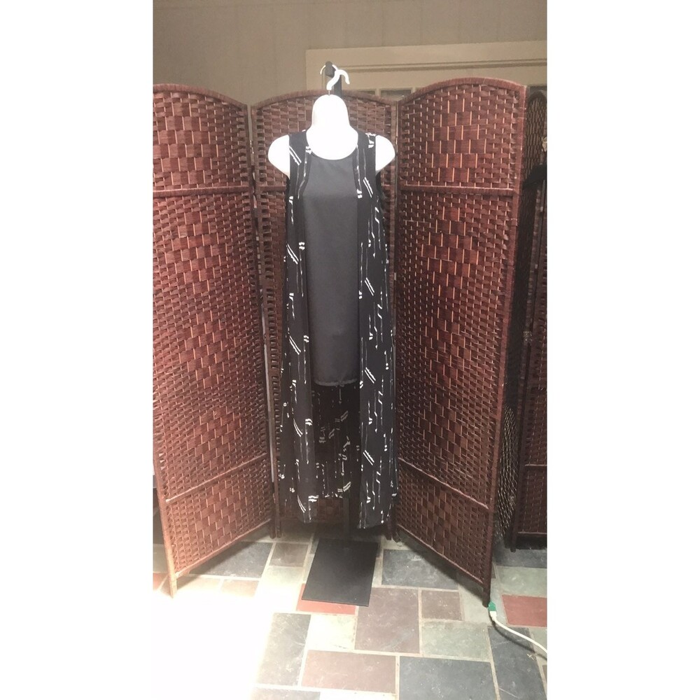Black and White duster over black dress small